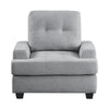 Stan 35 Inch Accent Chair Gray Tufted Polyester Soft Cushions Solid Wood By Casagear Home BM316032