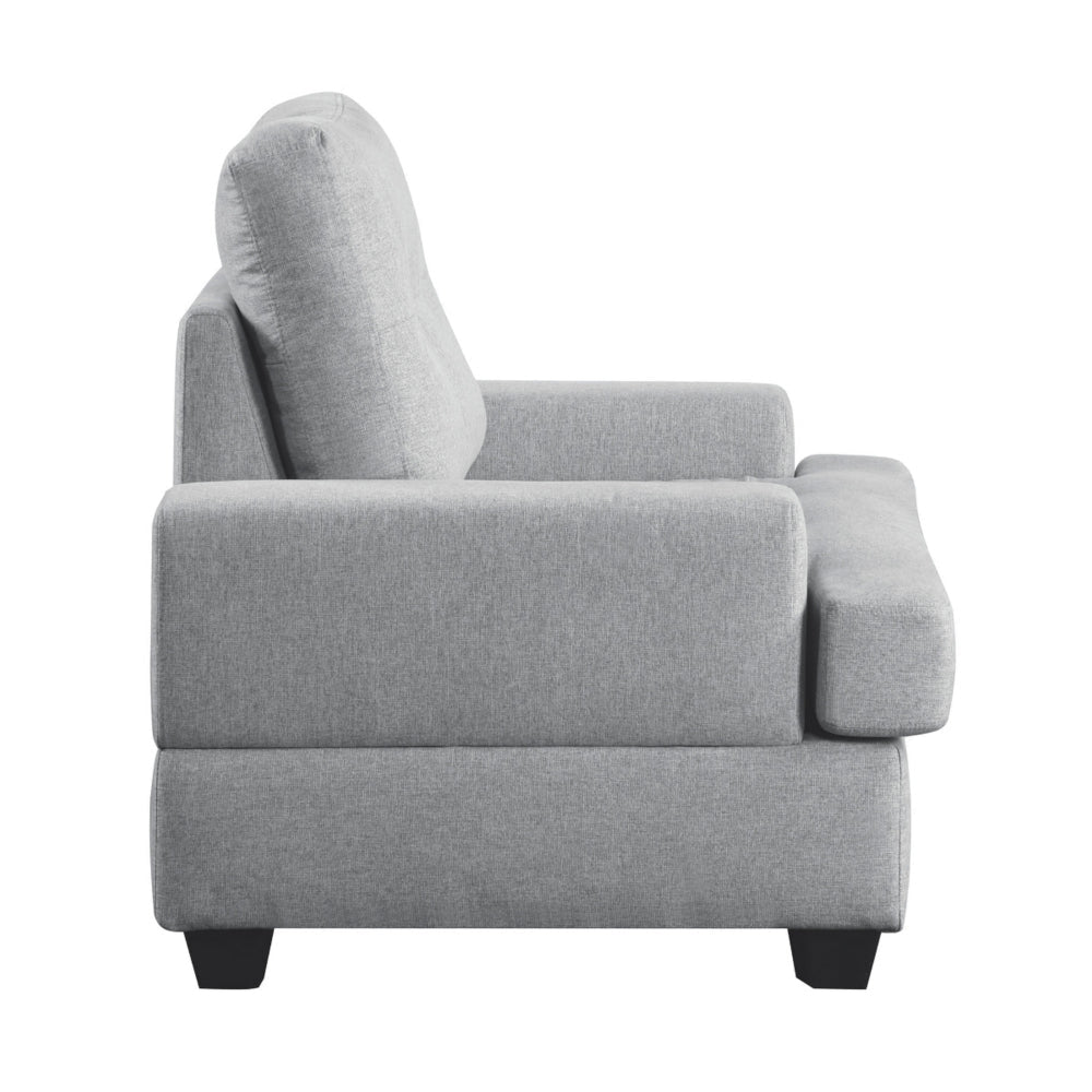 Stan 35 Inch Accent Chair Gray Tufted Polyester Soft Cushions Solid Wood By Casagear Home BM316032