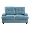 Stan 62 Inch Loveseat Blue Polyester Tufting Soft Cushions Solid Wood By Casagear Home BM316033