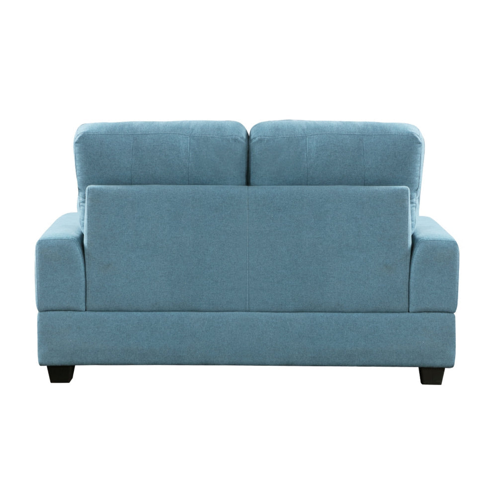 Stan 62 Inch Loveseat Blue Polyester Tufting Soft Cushions Solid Wood By Casagear Home BM316033