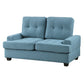 Stan 62 Inch Loveseat Blue Polyester Tufting Soft Cushions Solid Wood By Casagear Home BM316033