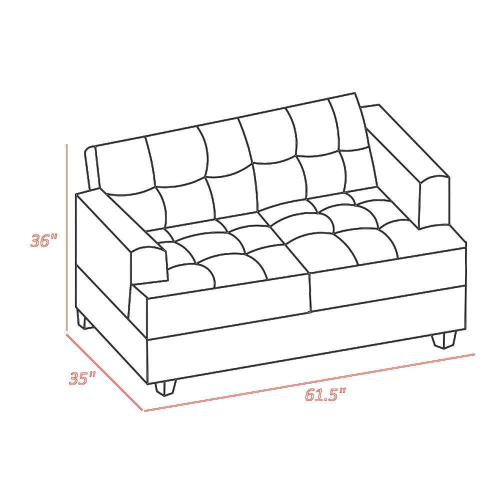 Stan 62 Inch Loveseat Blue Polyester Tufting Soft Cushions Solid Wood By Casagear Home BM316033