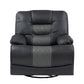 Liam 39 Inch Manual Swivel Glider Recliner Chair Gray Faux Leather Wood By Casagear Home BM316041