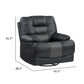 Liam 39 Inch Manual Swivel Glider Recliner Chair Gray Faux Leather Wood By Casagear Home BM316041