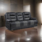 Liam 88 Inch Manual Recliner Sofa, Drop Table Cupholders, Gray Faux Leather By Casagear Home