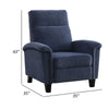 Iser 35 Inch Push Back Manual Recliner Chair Blue Chenille Solid Wood By Casagear Home BM316045