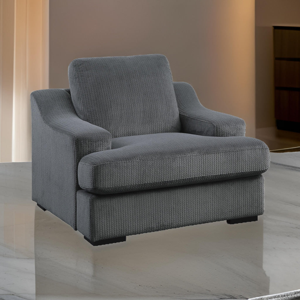 Fino 38 Inch Accent Chair, Gray Microfiber, Espresso Brown Solid Wood Legs By Casagear Home