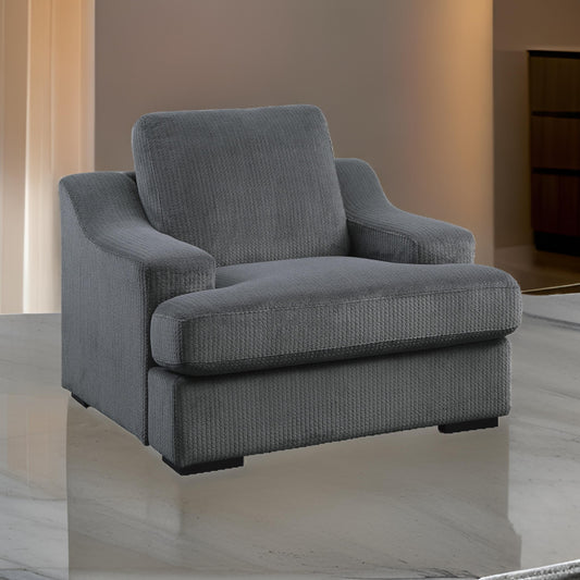 Fino 38 Inch Accent Chair, Gray Microfiber, Espresso Brown Solid Wood Legs By Casagear Home