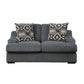 Fino 68 Inch Loveseat Gray Microfiber 2 Pillows Espresso Brown Wood Legs By Casagear Home BM316049