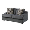 Fino 68 Inch Loveseat Gray Microfiber 2 Pillows Espresso Brown Wood Legs By Casagear Home BM316049