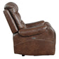 Paul 38 Inch Power Swivel Glider Recliner Chair USB Brown Faux Leather By Casagear Home BM316053