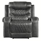 Paul 38 Inch Power Swivel Glider Recliner Chair USB Gray Faux Leather By Casagear Home BM316054