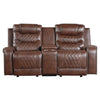 Paul 78 Inch Manual Recliner Loveseat Cupholder Console Brown Faux Leather By Casagear Home BM316055