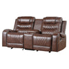 Paul 78 Inch Manual Recliner Loveseat Cupholder Console Brown Faux Leather By Casagear Home BM316055