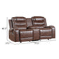 Paul 78 Inch Manual Recliner Loveseat Cupholder Console Brown Faux Leather By Casagear Home BM316055