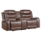 Paul 78 Inch Power Recliner Loveseat Cupholder Console Brown Faux Leather By Casagear Home BM316056