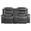 Paul 78 Inch Power Recliner Loveseat Cupholder Console Gray Faux Leather By Casagear Home BM316057