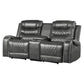 Paul 78 Inch Power Recliner Loveseat Cupholder Console Gray Faux Leather By Casagear Home BM316057