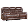 Paul 87 Inch Manual Recliner Sofa, Drop Table Cupholders Brown Faux Leather By Casagear Home