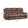 Paul 87 Inch Power Recliner Sofa Drop Table Cupholders Brown Faux Leather By Casagear Home BM316059