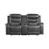 Paul 78 Inch Manual Recliner Loveseat Cupholder Console Gray Faux Leather By Casagear Home BM316061