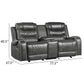 Paul 78 Inch Manual Recliner Loveseat Cupholder Console Gray Faux Leather By Casagear Home BM316061