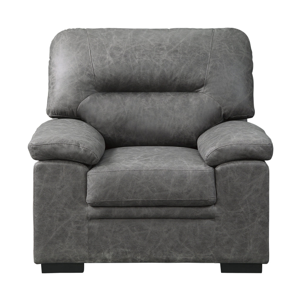 Gian 36 Inch Accent Chair Soft Dark Gray Microfiber Pillow Top Armrests By Casagear Home BM316062