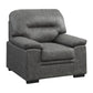 Gian 36 Inch Accent Chair Soft Dark Gray Microfiber Pillow Top Armrests By Casagear Home BM316062