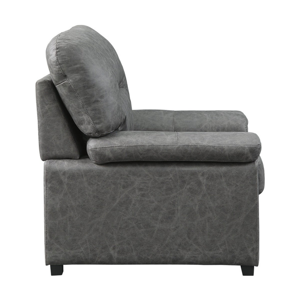 Gian 36 Inch Accent Chair Soft Dark Gray Microfiber Pillow Top Armrests By Casagear Home BM316062