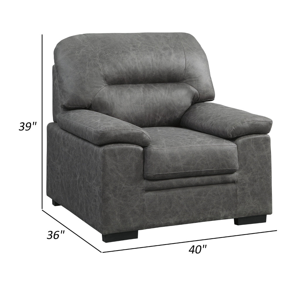 Gian 36 Inch Accent Chair Soft Dark Gray Microfiber Pillow Top Armrests By Casagear Home BM316062