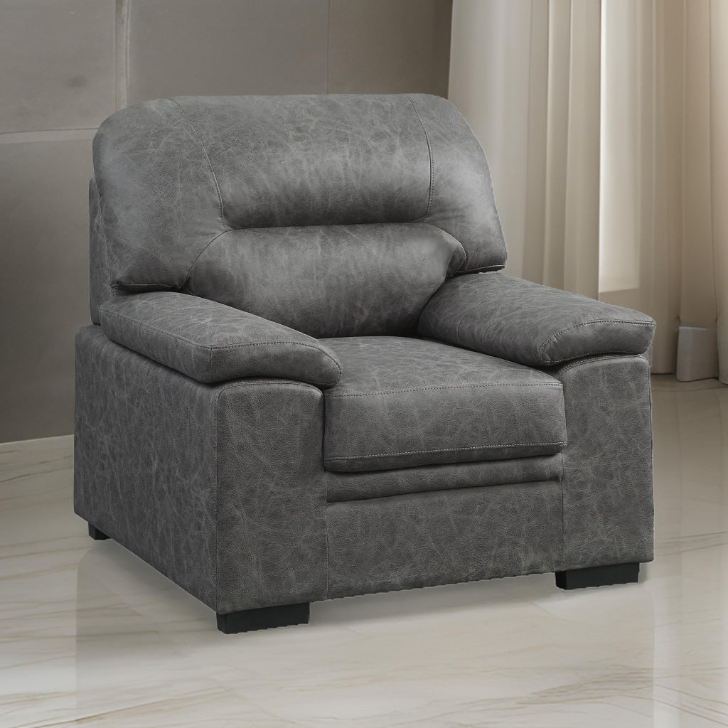 Gian 36 Inch Accent Chair Soft Dark Gray Microfiber Pillow Top Armrests By Casagear Home BM316062