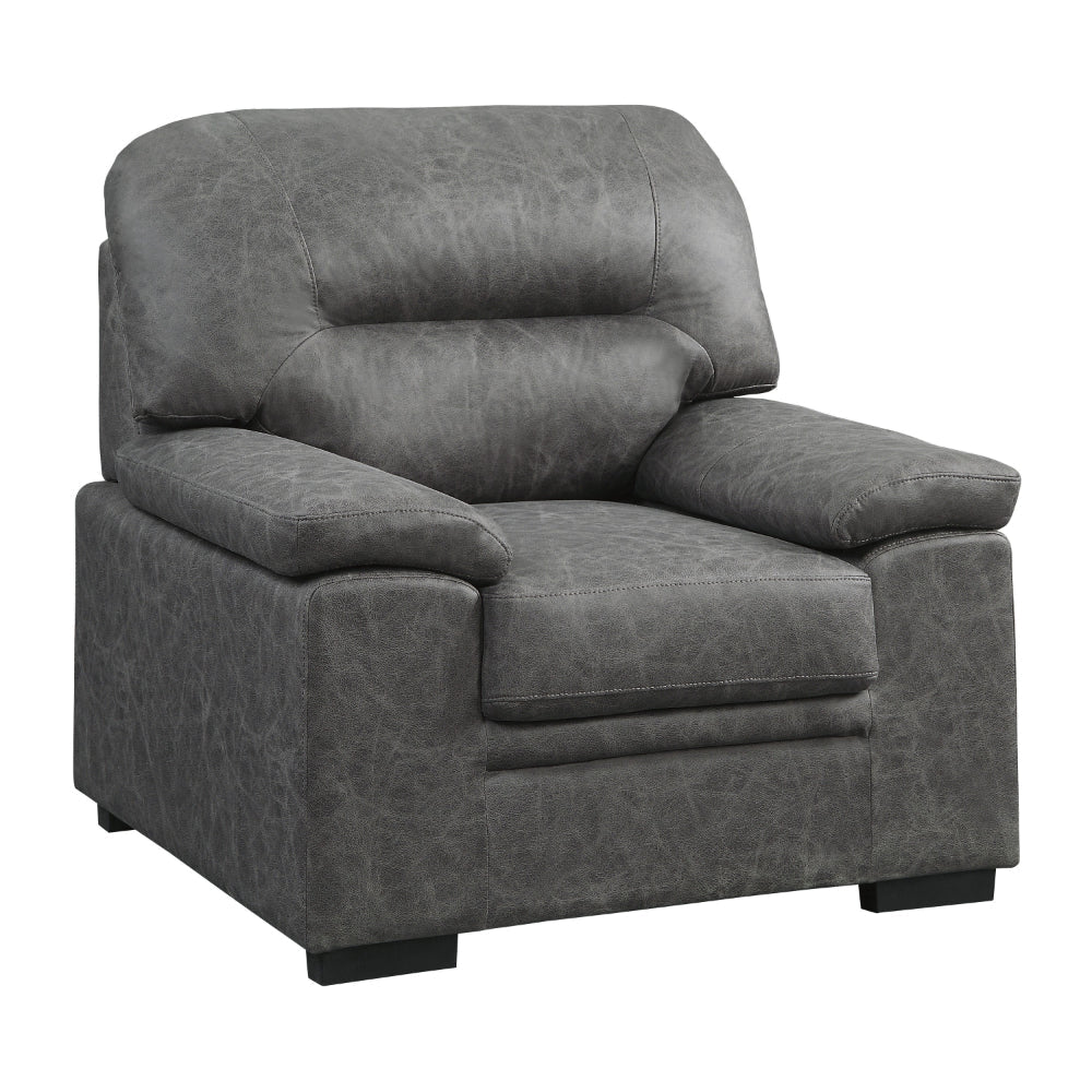 Gian 36 Inch Accent Chair, Soft Dark Gray Microfiber, Pillow Top Armrests By Casagear Home