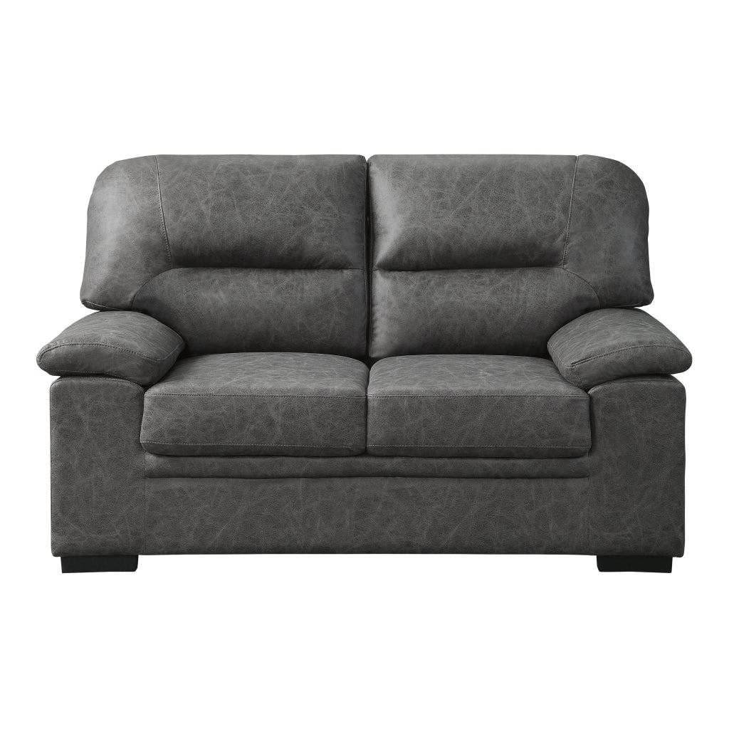 Gian 62 Inch Loveseat Plush Dark Gray Microfiber Pillow Top Armrests By Casagear Home BM316063