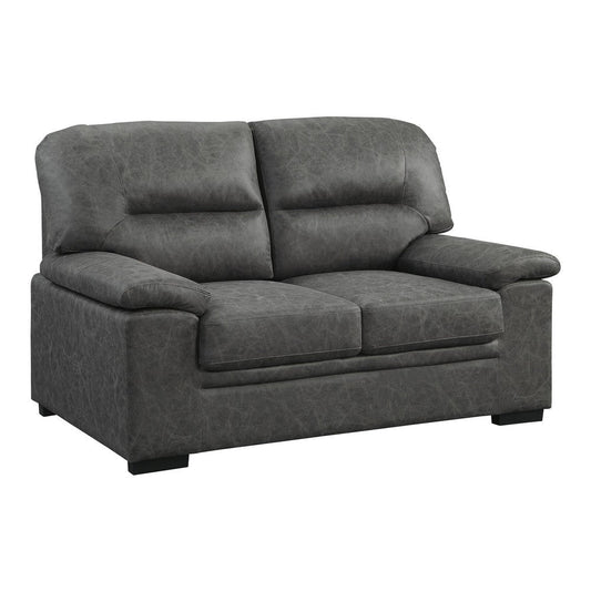 Gian 62 Inch Loveseat, Plush Dark Gray Microfiber, Pillow Top Armrests By Casagear Home