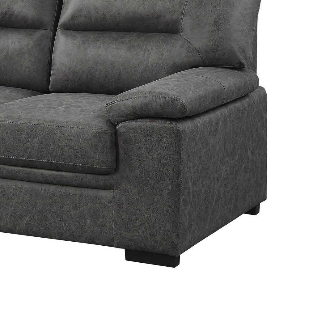 Gian 62 Inch Loveseat Plush Dark Gray Microfiber Pillow Top Armrests By Casagear Home BM316063