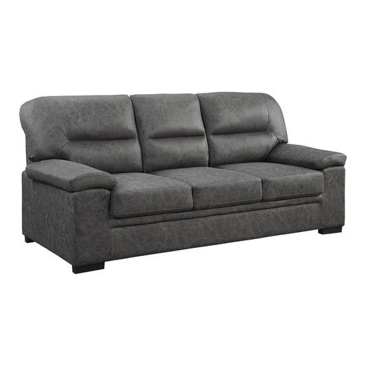 Gian 83 Inch Sofa, Dark Gray, Microfiber, Pillow Top Armrests, Solid Wood By Casagear Home