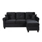 Daye 83 Inch Reversible Sofa Chaise Black Velvet Dark Brown Solid Wood By Casagear Home BM316065