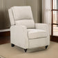 Isac 37 Inch Push Back Recliner Chair, Beige Polyester, Brown Solid Wood  By Casagear Home