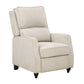 Isac 37 Inch Push Back Recliner Chair Beige Polyester Brown Solid Wood By Casagear Home BM316066