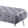 Rey 48 Inch Accent Bench Tufted Gray Velvet Upholstery Padded Seat Chrome By Casagear Home BM316068