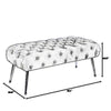 Rey 48 Inch Accent Bench Tufted Gray Velvet Upholstery Padded Seat Chrome By Casagear Home BM316068