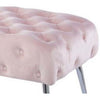 Rey 48 Inch Accent Bench Tufted Pink Velvet Upholstery Padded Seat Chrome By Casagear Home BM316069