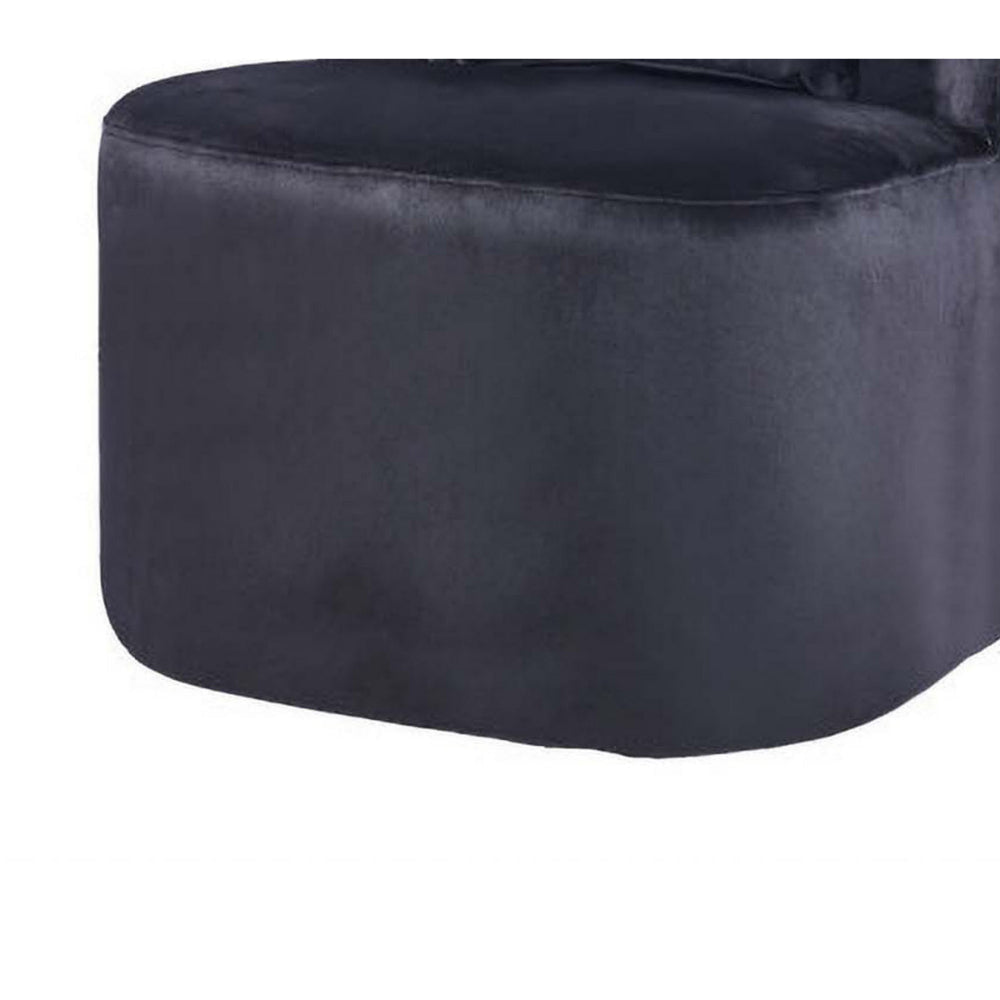 Suma 25 Inch Slipper Accent Chair with Pillow Black Velvet Upholstery By Casagear Home BM316070