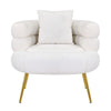 Lisa 34 Inch Accent Chair Barrel Shaped Soft Ivory Teddy Upholstery Gold By Casagear Home BM316072