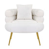 Lisa 34 Inch Accent Chair Barrel Shaped Soft Ivory Teddy Upholstery Gold By Casagear Home BM316072