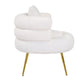 Lisa 34 Inch Accent Chair Barrel Shaped Soft Ivory Teddy Upholstery Gold By Casagear Home BM316072