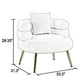 Lisa 34 Inch Accent Chair Barrel Shaped Soft Ivory Teddy Upholstery Gold By Casagear Home BM316072