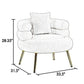 Lisa 34 Inch Accent Chair Barrel Shaped Soft Ivory Teddy Upholstery Gold By Casagear Home BM316072