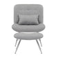 Lea 2pc Modern Lounge Chair and Ottoman Set Gray Woven Upholstery Chrome By Casagear Home BM316076