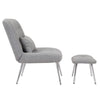 Lea 2pc Modern Lounge Chair and Ottoman Set Gray Woven Upholstery Chrome By Casagear Home BM316076